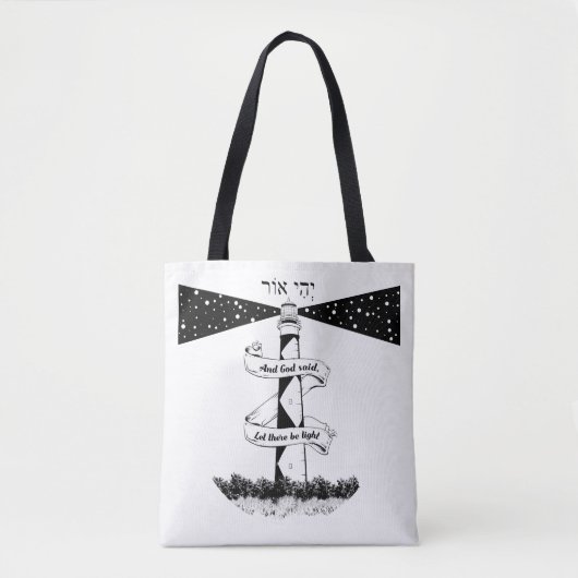 Laat er licht zwart en wit zijn tote bag (Voorkant)