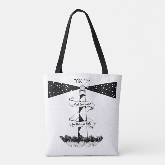 Laat er licht zwart en wit zijn tote bag (Achterkant)