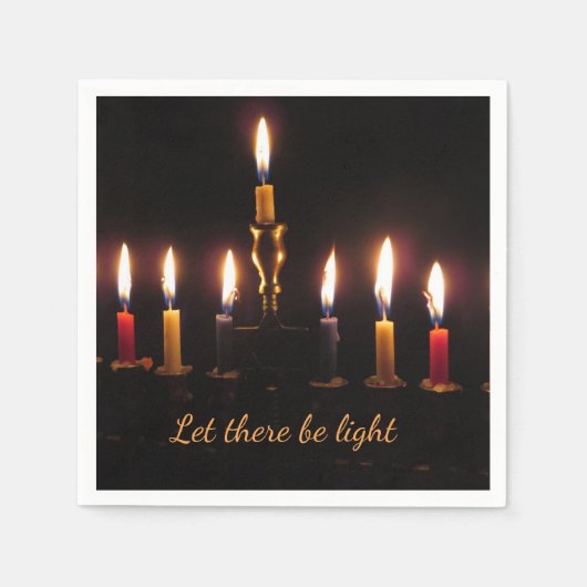 Laat er lichte menorah Chanoeka cocktail servet zi (Voorkant)