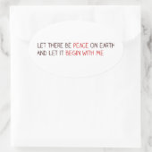 Laat er vrede op aarde zijn ovale sticker (Tas)