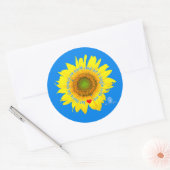 Laat er vrede zijn op aarde - zonnebloem ronde sticker (Envelop)