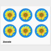 Laat er vrede zijn op aarde - zonnebloem ronde sticker (Vel)