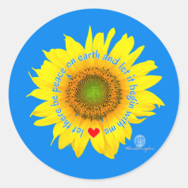 Laat er vrede zijn op aarde - zonnebloem ronde sticker