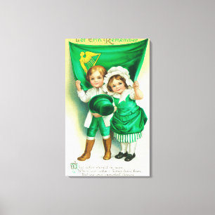 Laat Erin Couple herinneren die een vlag houdt Canvas Afdruk