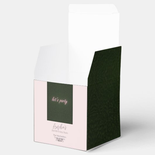 Laat Feest Neon Roze Uitnodiging Bedankdoosjes (Geopend)