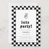 Laat feestplezier geruite verjaardagsuitnodiging kaart (Voorkant)