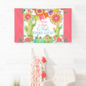 Laat Fiesta 3rd Birthday Cactus Flowers Girl Party Spandoek (Insitu)
