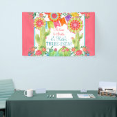 Laat Fiesta 3rd Birthday Cactus Flowers Girl Party Spandoek (Beurs)