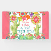 Laat Fiesta 3rd Birthday Cactus Flowers Girl Party Spandoek (Horizontaal)