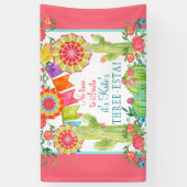 Laat Fiesta 3rd Birthday Cactus Flowers Girl Party Spandoek (Verticaal)