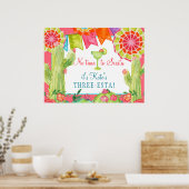 Laat Fiesta Cactus Flower 3rd Birthday Party Poster (Keuken)