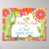 Laat Fiesta Cactus Flower 3rd Birthday Party Poster (Voorkant)