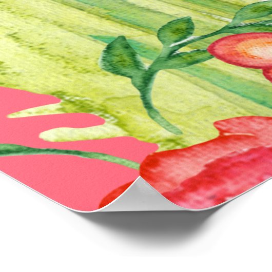 Laat Fiesta Cactus Flower 3rd Birthday Party Poster (Hoek)