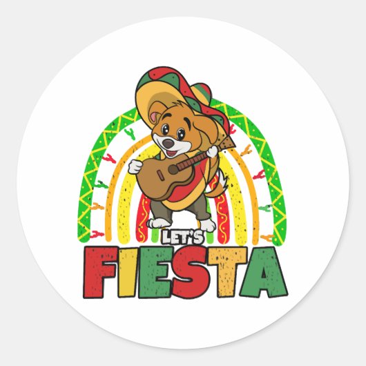 Laat Fiesta Dog Ronde Sticker (Voorkant)