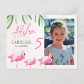 Laat flamingle aloha tropisch FOTO verjaardagsfees Briefkaart (Voorkant)