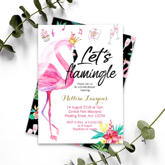 Laat Flamingle Flamingo Bridal Uitnodiging