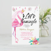 Laat Flamingle Flamingo Bridal Uitnodiging (Staand voorkant)