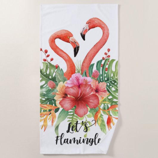 Laat Flamingle Flamingo's Strandlaken (Voorkant)