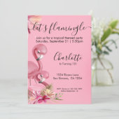 Laat Flamingle Tropical Pink Flamingo Birthday Kaart (Staand voorkant)