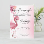 Laat Flamingle Tropical Pink Flamingo Birthday Kaart (Staand voorkant)