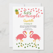 Laat Flamingle Tropical Pink Flamingo Birthday Kaart (Voorkant)