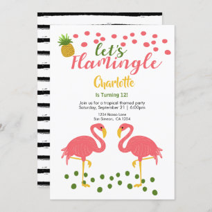 Laat Flamingle Tropical Pink Flamingo Birthday Kaart