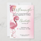 Laat Flamingle Tropical Pink Flamingo Birthday Kaart (Voorkant)