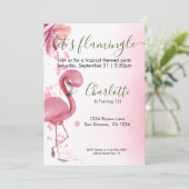Laat Flamingle Tropical Pink Flamingo Birthday Kaart (Staand voorkant)