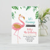 Laat flamingo party verjaardag uitnodiging (Staand voorkant)