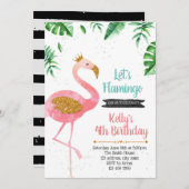Laat flamingo party verjaardag uitnodiging (Voorkant / Achterkant)