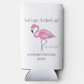Laat Flamingo Verjaardag vollopen Seltzer Blikjeskoeler (Achterkant)