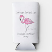 Laat Flamingo Verjaardag vollopen Seltzer Blikjeskoeler (Voorkant)