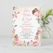 Laat Flutter en Twirl Floral Fairy Birthday Kaart (Staand voorkant)