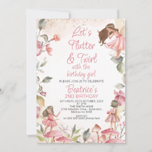 Laat Flutter en Twirl Floral Fairy Birthday Kaart