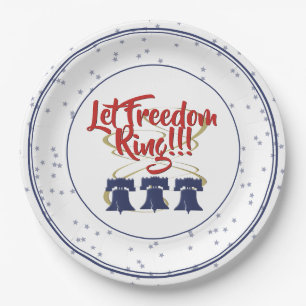 Laat Freedom Ring Liberty Bell - Red White en Blue Papieren Bordje