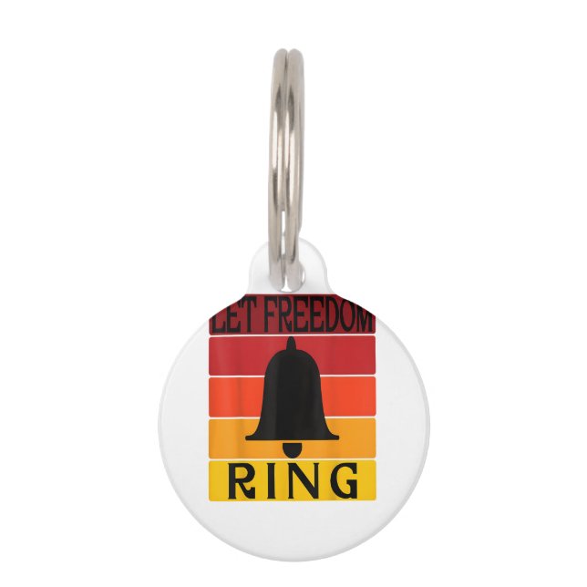 Laat Freedom Ring Retro Sunset Bell Huisdierpenning (Voorkant)