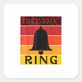 Laat Freedom Ring Retro Sunset Bell Vierkante Sticker