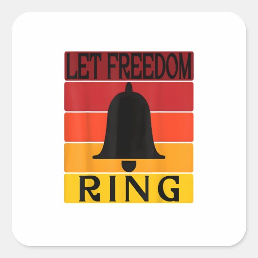 Laat Freedom Ring Retro Sunset Bell Vierkante Sticker (Voorkant)