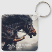 "Laat gaan" en krachtig paard Sleutelhanger (Achterkant)