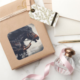 "Laat gaan" en krachtig paard Vierkante Sticker