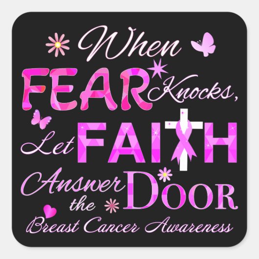 Laat GELOOF de deur beantwoorden Vierkante Sticker (Voorkant)