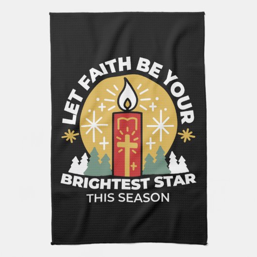 Laat geloof je helderste ster kaars kunst zijn theedoek (Verticaal)