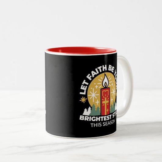 Laat geloof je helderste ster kaars kunst zijn tweekleurige koffiemok (Voorkant rechts)