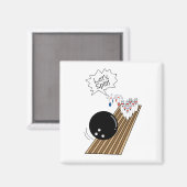 laat gespleten bowlingpennen cartoon humor magneet (Voorkant / Achterkant)