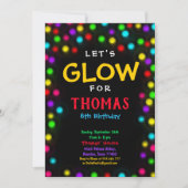 Laat Glow Neon party de uitnodiging van de Birthda (Voorkant)
