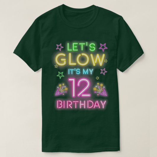 Laat Glow party zijn mijn 12e verjaardag Retro 80s T-shirt (Design voorkant)