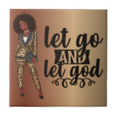 Laat God Black Woman Ceramic Tegel los Tegeltje (Voorkant)