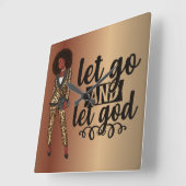 Laat God Black Woman Wall Clock los Vierkante Klok (Hoek)