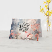 Laat God Coral Blue Floral Art Christelijk Kaart (Gele Bloem)