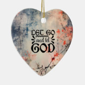 Laat God Coral Blue Floral Art Christelijk Keramisch Ornament (Rechts)